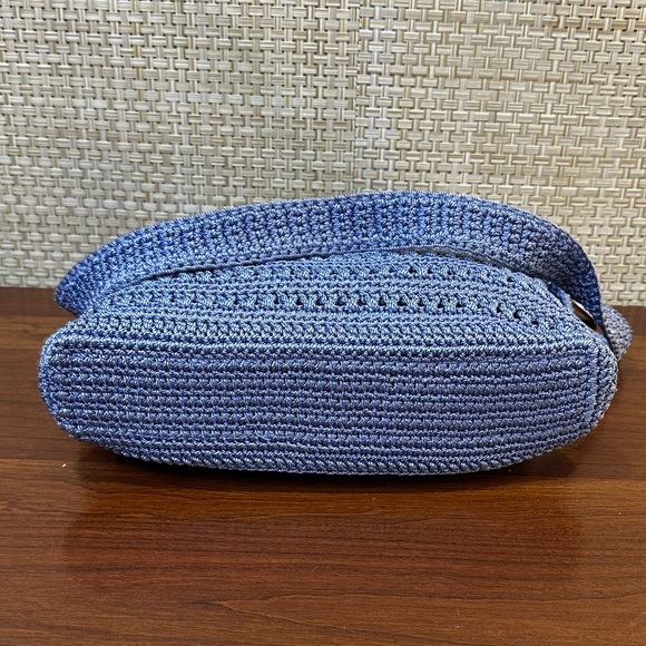 🌟HP🌟VTG 1990s-2000s The Sak Cornflower Blue Crochet Shoulder Bag - Picture 9 of 11